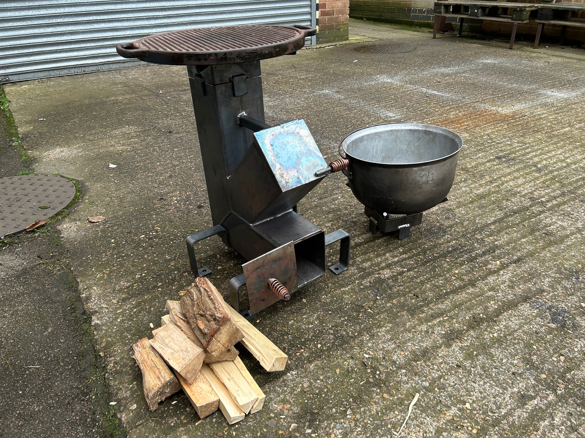 Weldpress Rocket Stove, Outdoor Cooking, Wood Burner, Camping Stove, Weldpress Metal Fabrication