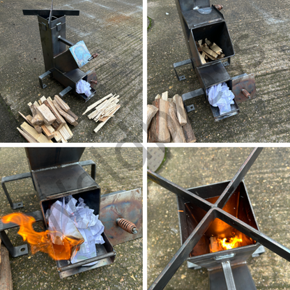 Weldpress Rocket Stove, 150mm / 6 inch, Outdoor Cooking and Camping