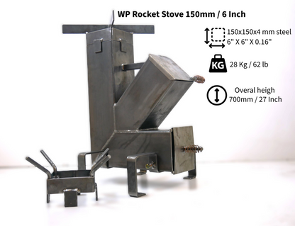 Weldpress Rocket Stove, 150mm / 6 inch, Outdoor Cooking and Camping