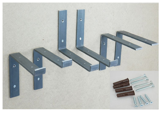 Scaffold Board Shelf Brackets Heavy Duty PAIR Rustic Industrial Style Wall Metal Shelving Strong Steel Bracket Iron Raw, Weldpress Fabrication, Leicester Fabrication